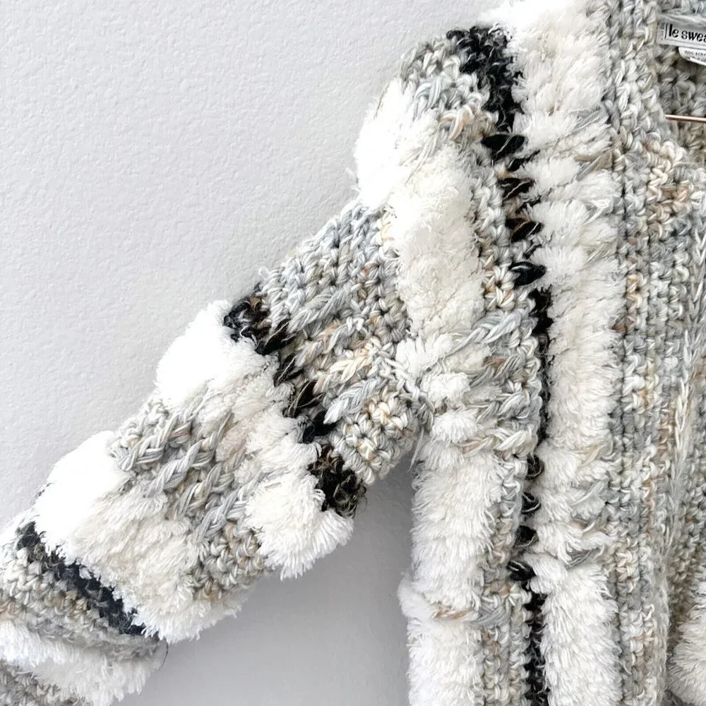 Vintage Le Sweater Chunky Knit Zipper Front Cardigan Size Medium - Picture 3 of 7